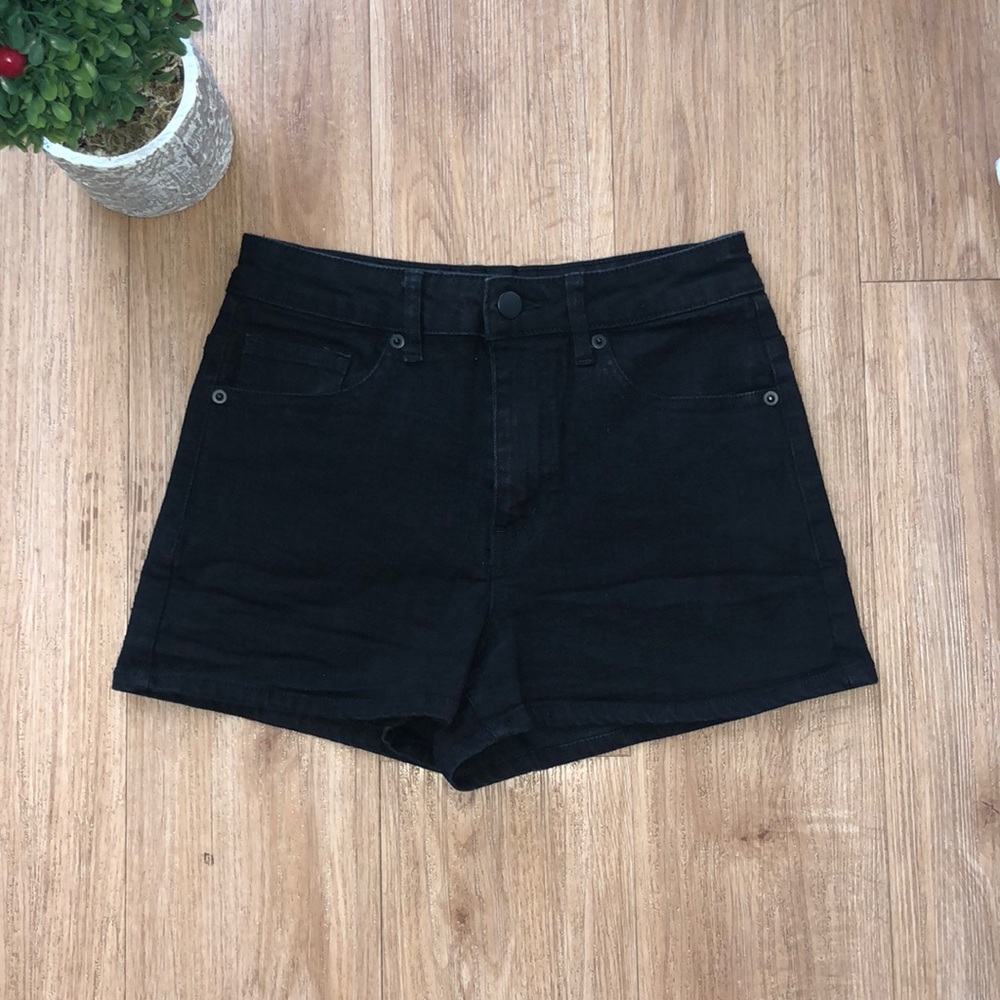 Black High-Waisted Denim Shorts